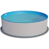 Planet Pool Stahlwandpool rund Exklusiv 450x120 cm, Stahl 0,6 mm weiß, Folie 0,6 mm blau, Einhängebiese