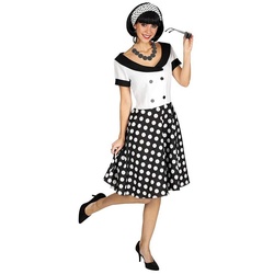 Metamorph Kostüm 50er Jahre Polka Dot Kleid, 50er Jahre Kleid in Schwarz und Weiß schwarz 36-38