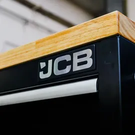 JCB Werkstattwagen Stahl 8 Schubladen Holzarbeitsplatte bestückt