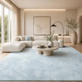 Pergamon Pearl Fellteppich 160 x 230 cm Blau/Silber