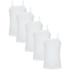 TupTam Mädchen Unterhemd Spaghettiträger Top – Atmungsaktive Unterhemden Mädchen im 5er Pack, Farbe: Weiß, Größe: 134-140 - 134-140