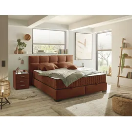ed exciting design Boxbett ED EXCITING DESIGN "Nagol", braun (cognac), B:205cm L:214cm, 100% Polyester, Komplettbetten, mit Bettkasten, mit Wendematratze, erhältlich in verschiedenen Breiten