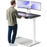 desktronic HomeOne elektrisch höhenverstellbarer Schreibtisch 120 × 60 cm mit Touchscreen-Steuerung und integrierten USB-A und USB-C-Ladeanschlüssen