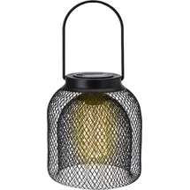 Spetebo LED Solar Hängeleuchte warmweiß - 22 cm - Gartenlampe aus Metall in schwarz - Garten Leuchte Deko Beleuchtung Gitter Lampe zum Hängen kabellos für Außen