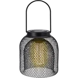 Spetebo LED Solar Hängeleuchte warmweiß - 22 cm - Gartenlampe aus Metall in schwarz - Garten Leuchte Deko Beleuchtung Gitter Lampe zum Hängen kabellos für Außen