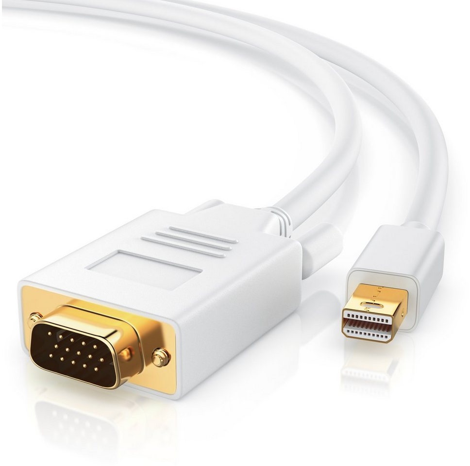 CSL Audio- & Video-Kabel, Mini Displayport, VGA, (300 cm), miniDP Monitor Adapter Kabel / Thunderbolt 1 & 2 kompatibel - 3m weiß