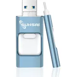 SUHSAI 4-in-1 USB Stick 256GB, USB 3.0 Stick, Speicherstick, Hochgeschwindigkeits-Pen-Laufwerk, Thumb Drive, Photo Stick Speed-Laufwerk für PC, Laptop, iPad, Android, Tablet (Himmelblau)