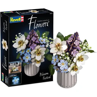 Revell Blossom Festival Blumenstrauß aus Holz als Deko, Ewige Blumen mit Vase und Duftring, DIY Blumen-Bausatz, Nachhaltige Wohn-Deko und Geschenkidee