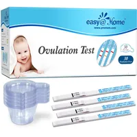 Easy@Home Ovulationstest-Streifen für Frauen mit Premom Tracker-App, Set aus 30 LH-Tests und 30 Urinbechern zur Verfolgung des Eisprungs