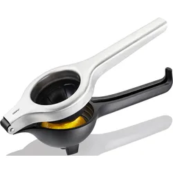 Zitruspresse GEFU "LEMON PRO", silber (silberfarben, schwarz), B:9,7cm H:8,7cm T:27cm, Entsafter, Edelstahl, bis zu einer Fruchtgröße von 8,4 cm Durchmesser