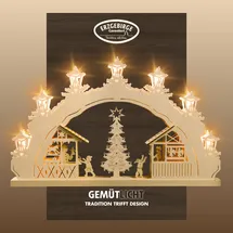 Weigla LED Schwibbogen/Lichterbogen"Weihnachtsmarkt" 7 flammig Erzgebirge garantiert