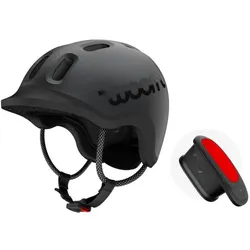 Woom Kinder Fahrrad Helm READY mit Helmlicht charcoal metallic - S