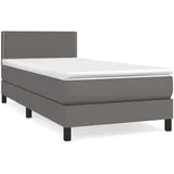 vidaXL Boxspringbett mit Matratze Grau 100x200 cm Kunstleder1389753