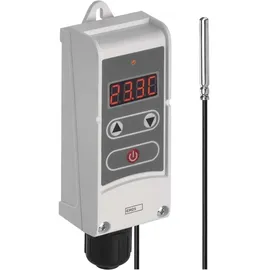 EMOS P5684 Anlegethermostat mit Fernfühler einstellbarer Schaltempfindlichkeit digitalem Display 5 bis 90 °C 45 x 45 x 130 mm