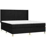 vidaXL Boxspringbett mit Matratze & LED Schwarz 180x200 cm Stoff