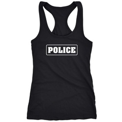 MoonWorks Tanktop Damen Tanktop Police Polizei-Kostüm Polizistin Fun-Shirt Fasching Karneval Racerback Moonworks® schwarz XS