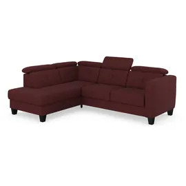 sit&more Ecksofa SIT & MORE "Belluci L-Form", lila (chianti), B:249cm H:85cm T:195cm, Sofas, Ecksofa, inklusive Federkern, wahlweise mit Bettfunktion und Bettkasten