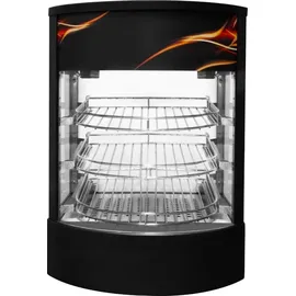 MONSTER SHOP Speisenwärmer Heißtheke Warmhaltetheke Gewerblicher Glas warme Pizza Kuchen Vitrine schwarzer Stahl elektrisch 30 - 85°C Temperaturkontrollschal... - Schwarz