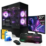 SYSTEMTREFF Gaming Komplett Set - Core i7-14700K - AMD Radeon RX 9060 XT 8GB - 32GB DDR5 - 1TB NVMe - Gaming Monitor 69 cm (27 Zoll) WQHD 180Hz - PC