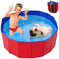 WELLXUNK Haustier Schwimmbad,Faltbarer Pool,Schwimmbad für Hunde,Haustiere Badewanne, Für Kleine & Große Hunde,Planschbecken Kinder und Hunde, Eco-Friendly PVC Hundepool(80 * 30cm)