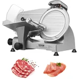 Vevor Kommerzieller Fleisch Allesschneider 340 W, Elektrische Aufschnittmaschine Lebensmittelschneider mit 25,4 cm-Kohlenstoffstahlklinge, 0–15 mm Einstellbare Dicke für Fleisch, Käse, Gemüse usw.