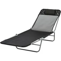 Outsunny Sonnenliege 200 x 60 x 30 cm Schwarz