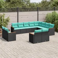 vidaXL Gartensofa-Set 12-tlg. schwarz