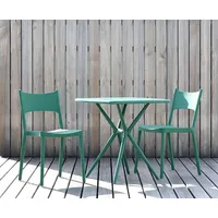 Vintagehaus Garten-Essgruppe Outdoorset Gartenmöbel Balkonset Como Kunststoff Tisch und Stühle grün