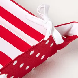 Homescapes Brotkorb Stoff Wendemuster Polka Dots rot – faltbar mit Wende-Design