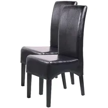 chefgastro Esszimmerstuhl Leder Schwarz 2er Set