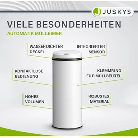 Juskys Automatik Mülleimer mit Sensor - Weiß
