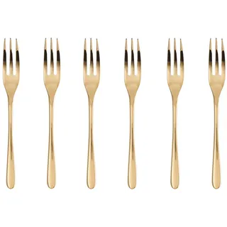 Sambonet - Tasten Set mit 6 Süßgabeln aus Edelstahl, Kuchengabeln PVD-Finish, spülmaschinenfest, gold