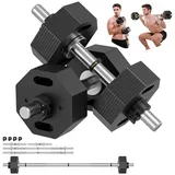 Dripex Hantel-Set Kurzhantel Set 28kg / 36kg verstellbar - Langhantel + Curlstange schwarz