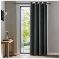Deconovo Vorhänge Blickdicht Verdunklungsvorhang H214 x B132 cm Gardine mit Ösen Raumteiler Vorhang Wohnzimmer Thermogardine Wärmeisolierung Dunkelgrau, 1 Stück