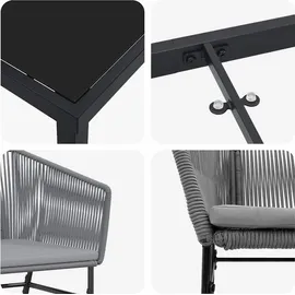 vidaXL Garten Essgruppe 5 pcs Grau Poly Rattan