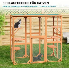 Wiltec Freilaufgehege Katzen 168 x 82 x 166,5 cm Braun/Schwarz