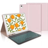 Tastatur iPad 9. Generation, iPad 10.2" Tastatur mit Hülle (iPad 9./8./7. Generation), Magnetisch Abnehmbarer 7-Farbige Beleuchtung mit QWERTZ Tastatur für iPad Air 3 und iPad Pro 10.5, Sakura-Rosa