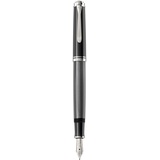 Pelikan Souverän M605 Stresemann, Schwarz-Anthrazit, Feder B (breit), hochwertiger Kolbenfüller im Geschenk-Etui, 813631