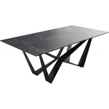 DeLife Esstisch Edge 200x100cmKeramik Laminam®Nero Greco Anthrazit Mittelfuß Flachstahl Schwarz,