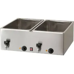 Bain Marie - AMITEK BM221R - 230 V - 1000 + 1000W Leistung - 2 Wannen Mit Wasserhahn