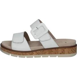 CAPRICE Damen Pantoletten aus Leder mit Schließe, Weiß 40 EU