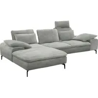Ecksofa W.SCHILLIG "valentinoo, Designsofa, bequem, elegant und zeitlos, L-Form", grau (grau z73), B:299cm H:83cm T:178cm, Longlife Xtra-Leder Z73: Naturwalkleder der Luxusklasse aus den erlesensten Rohhäuten. Hautstärke 1, 1 u2013 1, 3 mm, Sofas, inklusive Hocker, mit Sitztiefenverstellung, Breite 299 cm