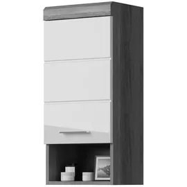 inn.furn Hängeschrank Weiß Hochglanz Grau 37 x 79 cm, Shawn