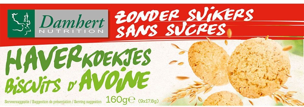 Damhert Biscuits d'avoine sans sucre 160 g Cookies