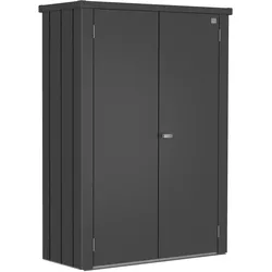 Mehrzweckschrank BIOHORT "Terrassenschrank Romeo Größe M", grau (dunkelgrau, metallic), B:132cm H:181cm T:57cm, Stahl, Schränke, regenwasserdicht, durchlüftet, mit Regalausstattung