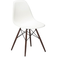 Vitra Stuhl Eames Plastic Side Chair DSW 83x46.5x55 cm weiß, Gestell: Ahorn nussbaumfarbig, Designer Charles & Ray Eames