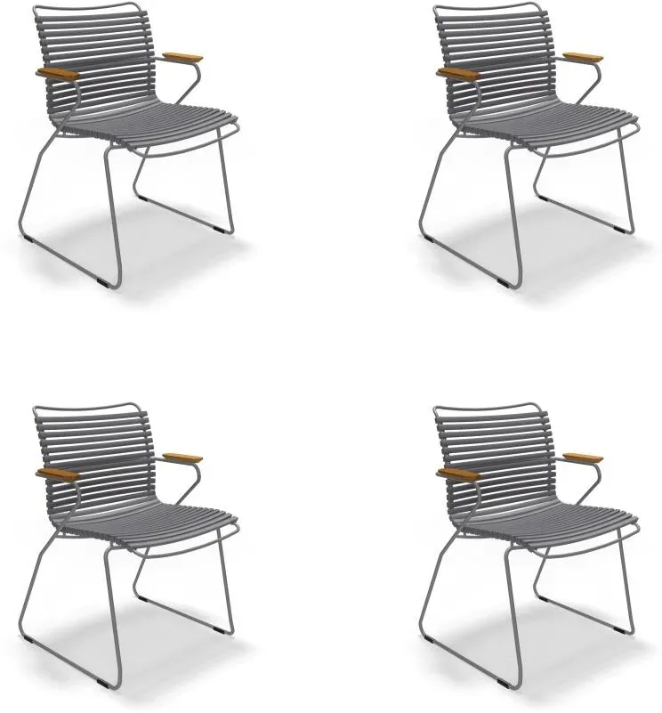 Houe CLICK Dining Chair mit Bambusarmlehnen 4er Set Dark Grey