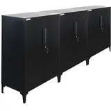 PROREGAL Mega Deal 3x Aktenschrank ELEPHANT abschließbar aus Metall mit Beinen & 80 cm breit 2 Ebenen Schwarz Mehrzweckschrank 90x80x40cm