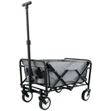 FASports Bollerwagen Gardenio mit Bremsen, Upgrade-Version (längerer Lenkstange), faltbar, bis 80 kg belastbar, fasst 61 Liter grau|schwarz