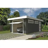 Nordic Holz Garage Pultdach Canberra 4,22 x 6,00 m grün lasiert